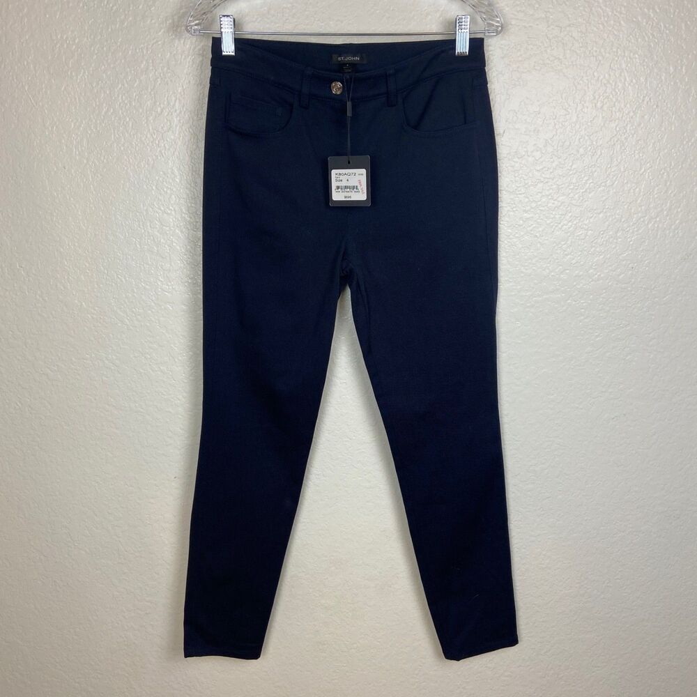 NWT St John Navy Straight Leg Pants SZ 4